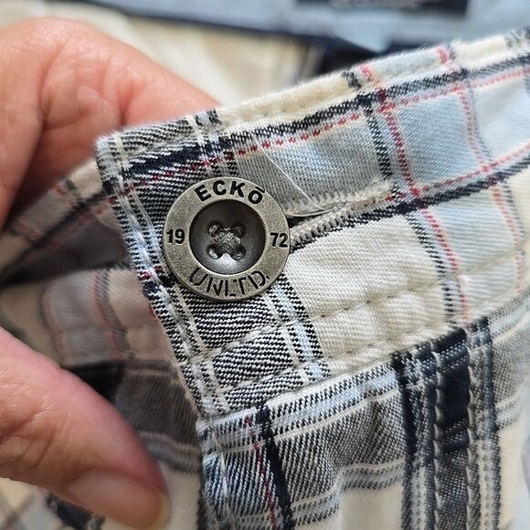 ECKO UNLTD Men's Dark and Light Blue Plaid Classic Relaxed Fit Cotton Shorts 38 - Picture 10 of 11